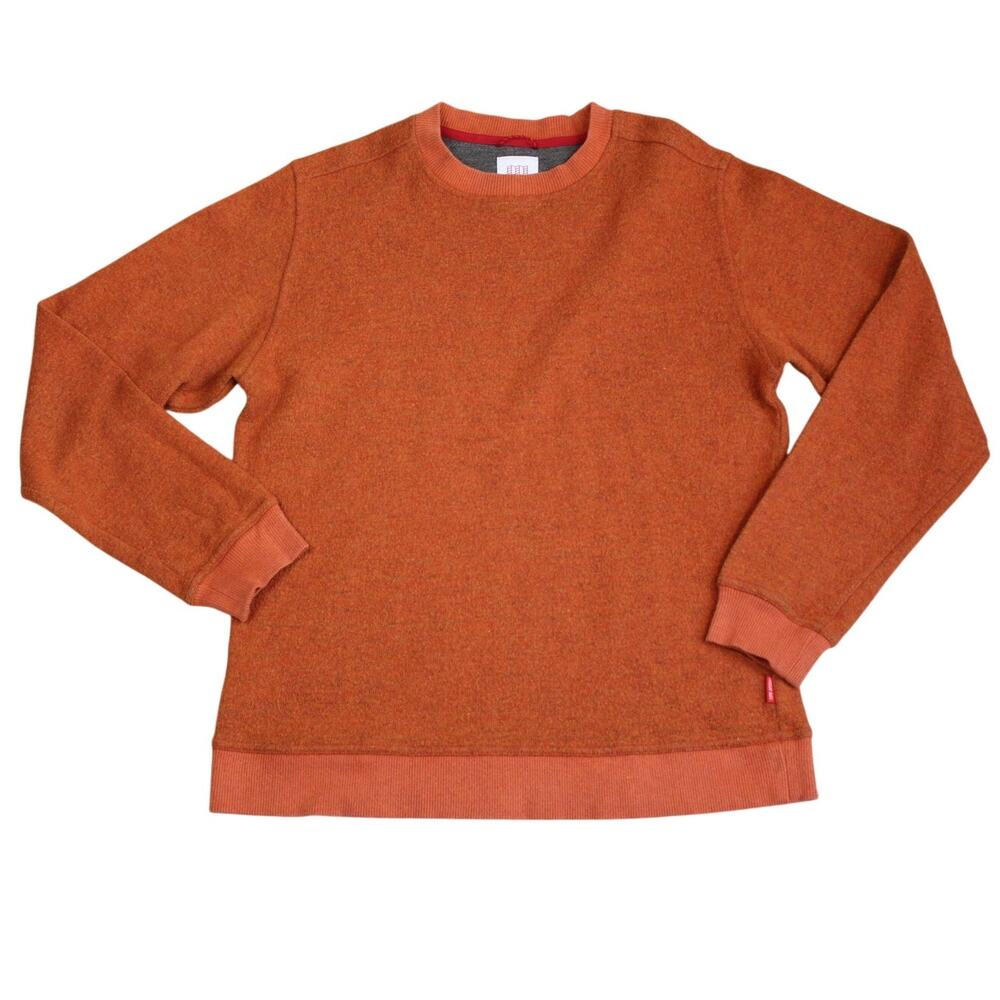 Topo Designs Sweater Mens Medium Orange Wool Blend Crew Neck Long Sleeve Outdoor